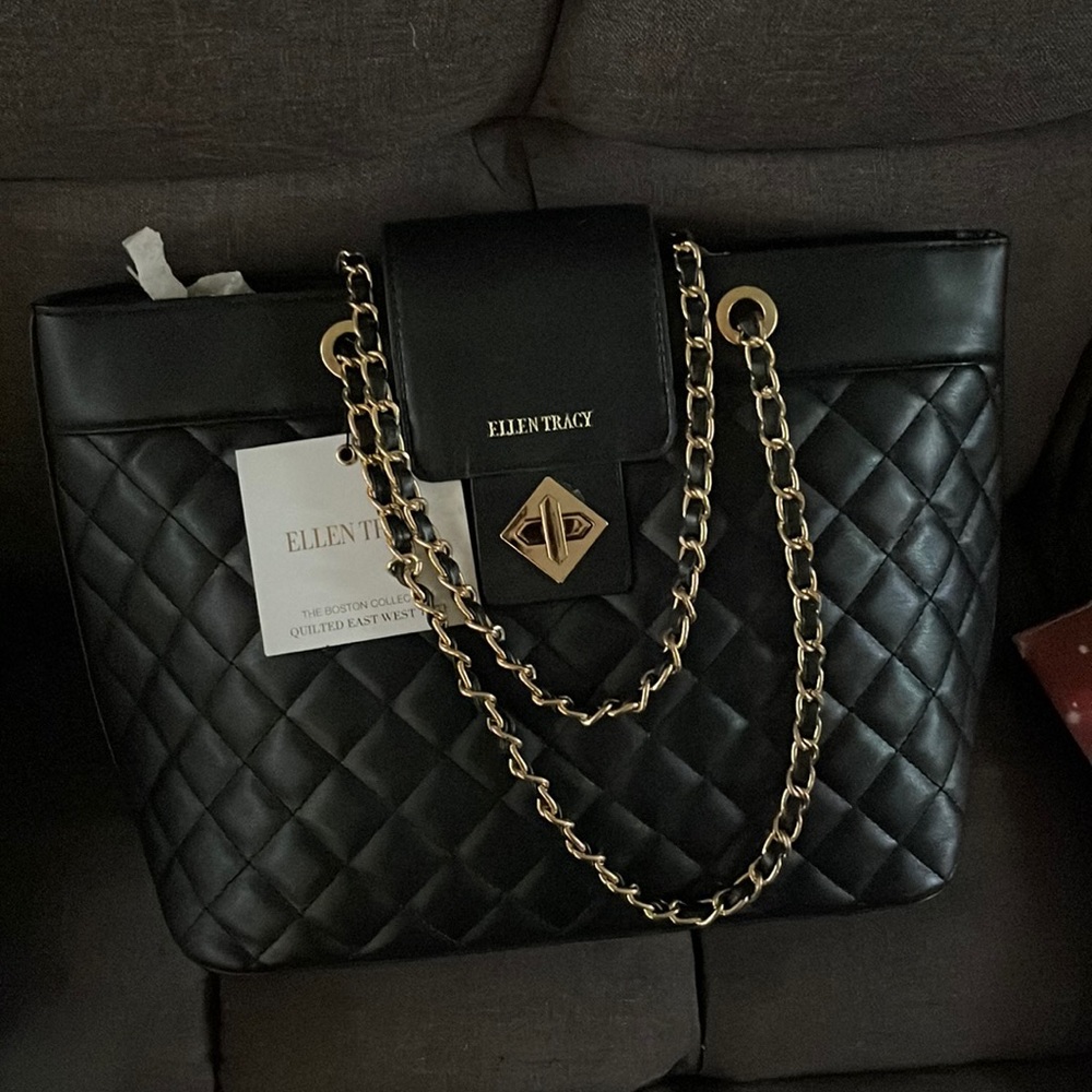Black Ellen Tracey handbag with gold hardware. - Picture 1 of 2